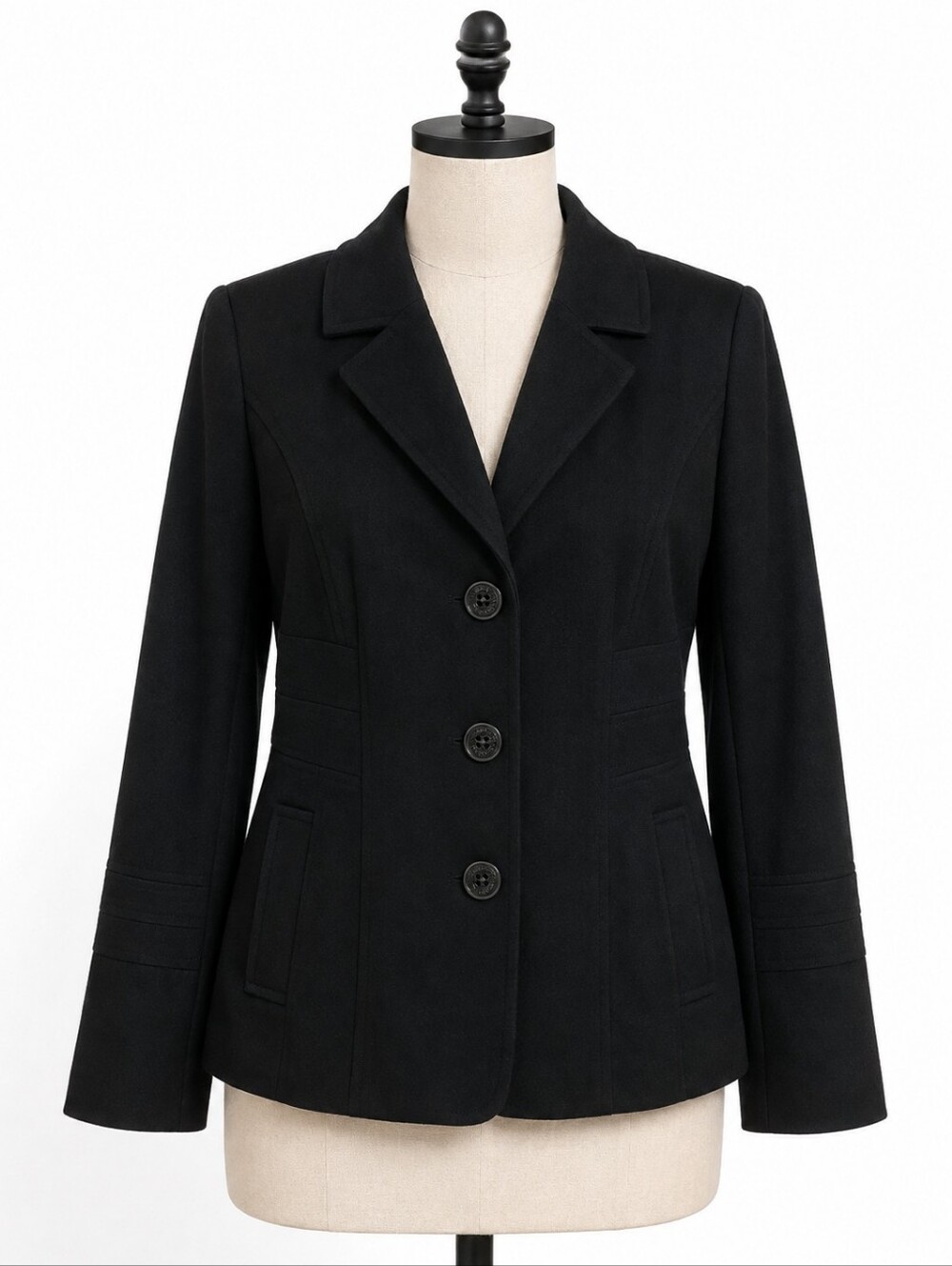 Vintage Guess Black Women's Blazer Jacket Wool Coat Size Large Old Money Classic